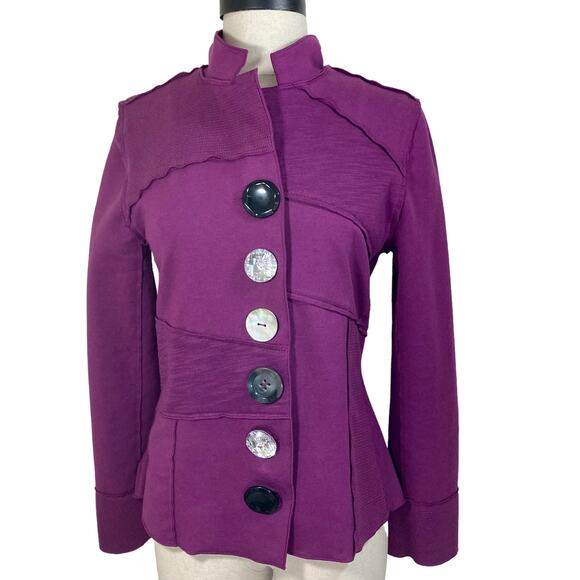 Neon Buddha Merritt Patchwork Jacket, ladies petite small magenta purple - Picture 2 of 11